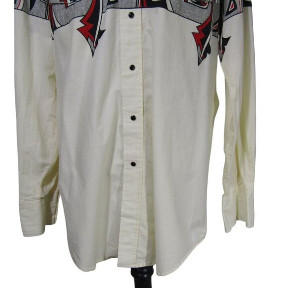 VTG ROPER Southwestern Aztec Cowboy Rodeo Western Pearl Snap Shirt USA M - Picture 3 of 11